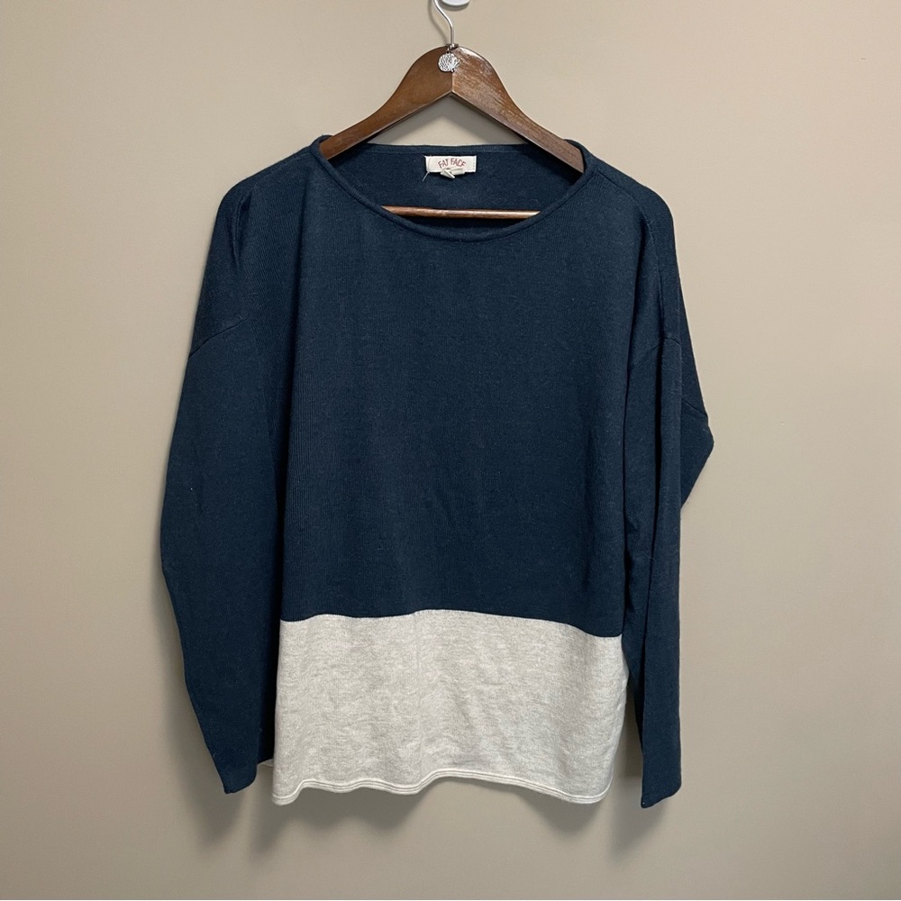 Fat Face Navy Blue & Cream Knit Sweater Women’s Size 12
